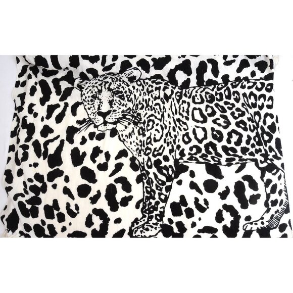 Y2K Snow Leopard Oversized 78" x 28" Black/White Shawl Scarf Sarong Oblong NEW - Picture 9 of 10